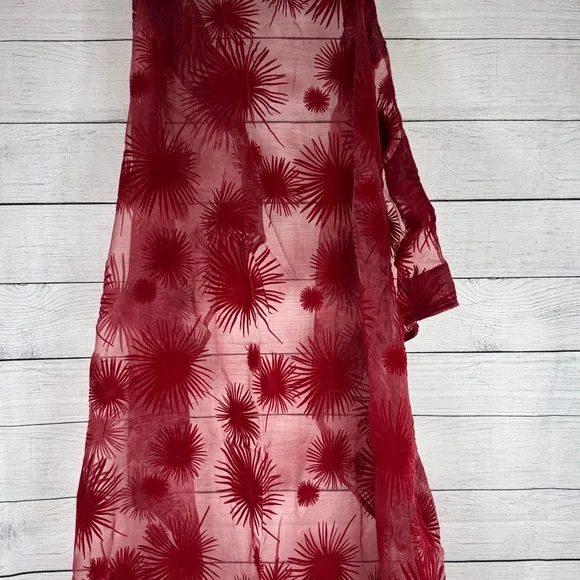 IKEA Fenja Blad Sheer Starburst Burgundy Velvet Curtains Pair 55x115