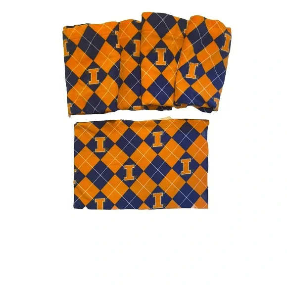 Illini University of Illinois Fleece 1 - Pillow Case And 4 - Curtain Panels NCAA