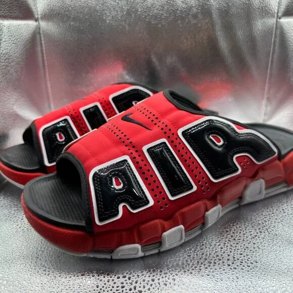 Size 15 Nike Air More Uptempo University‎ Red Black Slip On Slide FJ6035-600