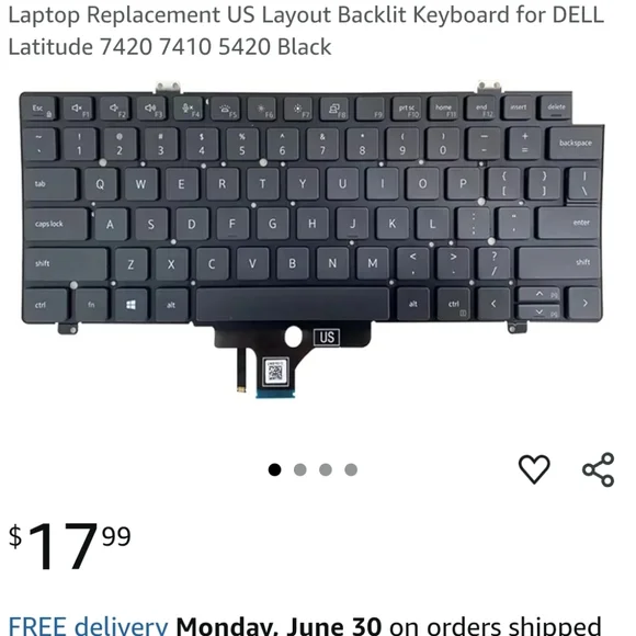 Dell Latitude Black Replacement Keyboard