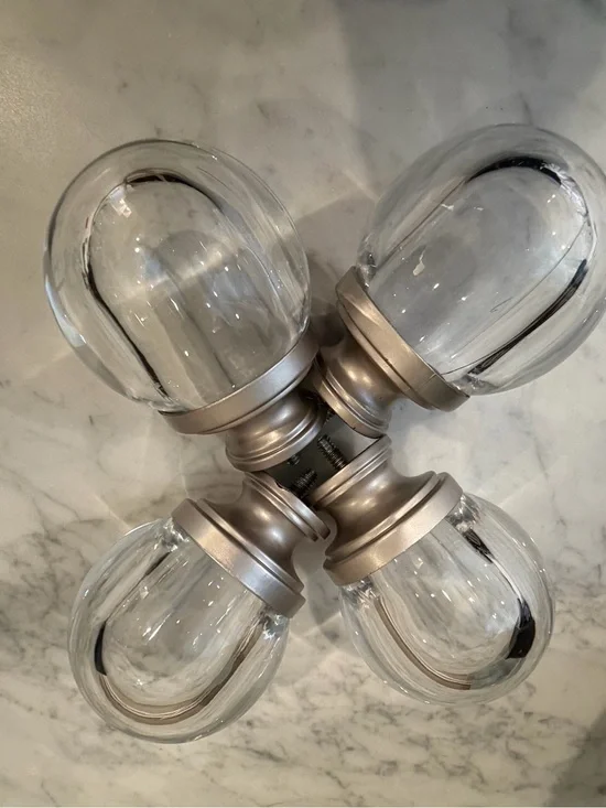 Set of 4 acrylic clear ball finials for curtain rods Amazon basics nickle glass