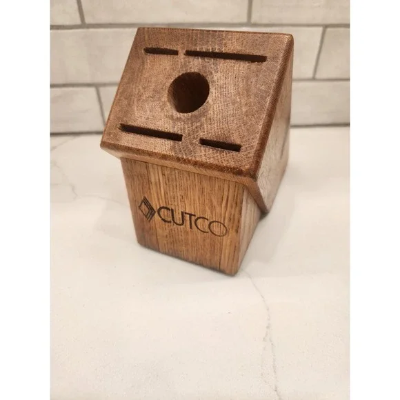 Cutco 5 Slot‎ Knife Block Wood Oak - Made in the USA Used. Block Only