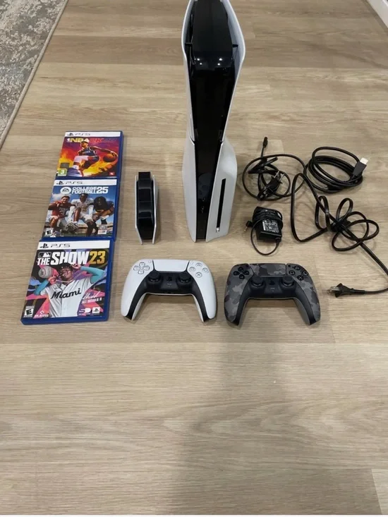 Sony PS5 Console Bundle in White and Black with Camo DualSense