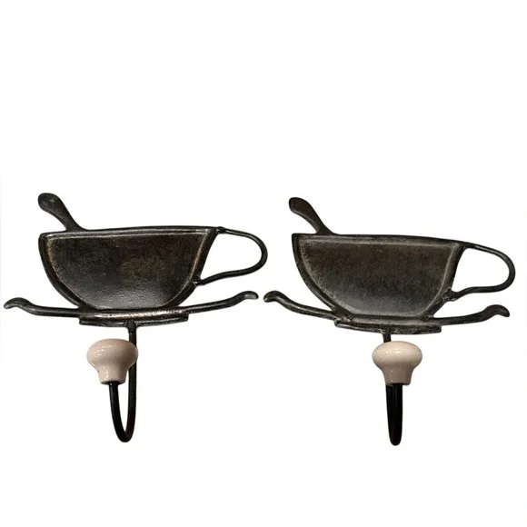 Vintage-coffee Style Black Metal Wall Hooks 5x5in
