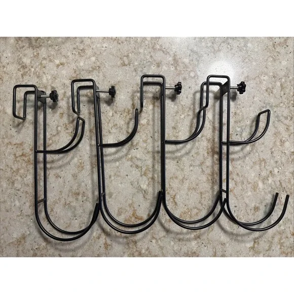 4 Pack Pool Leaf Skimmer Net Holder - Heavy Duty Pole Hangers Adjustable Fence