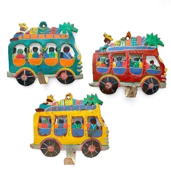 Haitian Metal Bus Hooks Wall Art