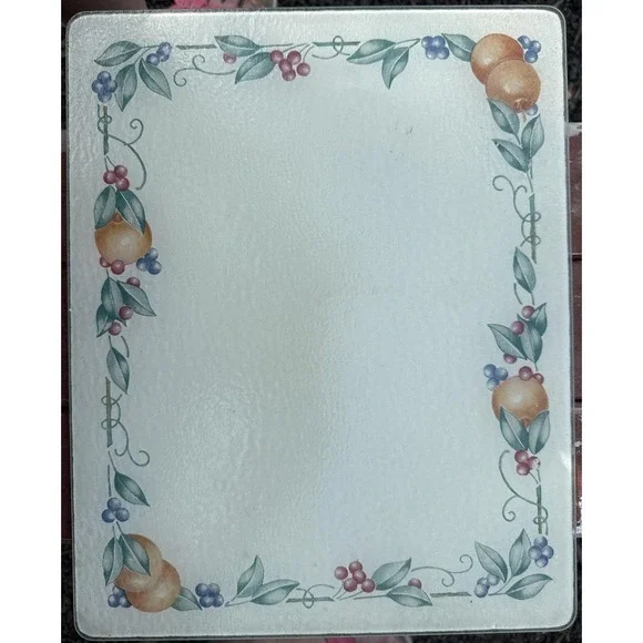 Corelle Coordinates ABUNDANCE Pattern 12x15 Glass Cutting Board Counter Saver