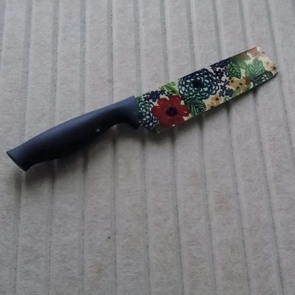 Multicolor Floral Nakiri Knife for Vegetables with Plastic Handle