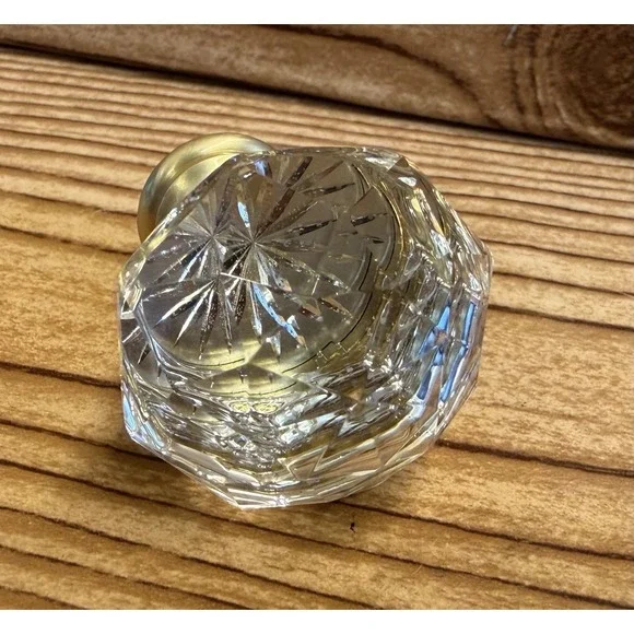Emtek Diamond Crystal Glass 1-1/4 Inch Round Cabinet Knob Gold Qty 3 Knobs