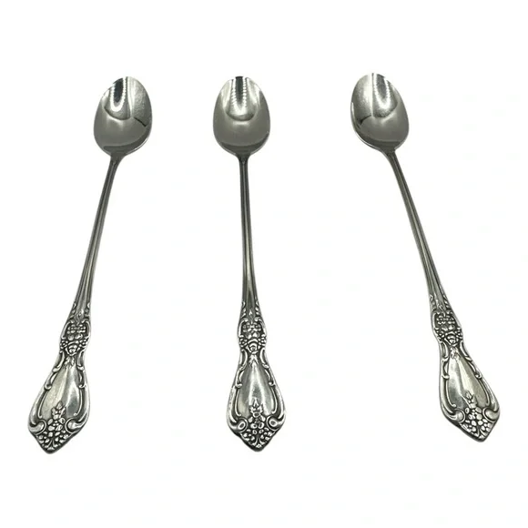 3 Iced Teaspoons Oneida Kennett Square Distinction Deluxe HH Stainless 7 5/8