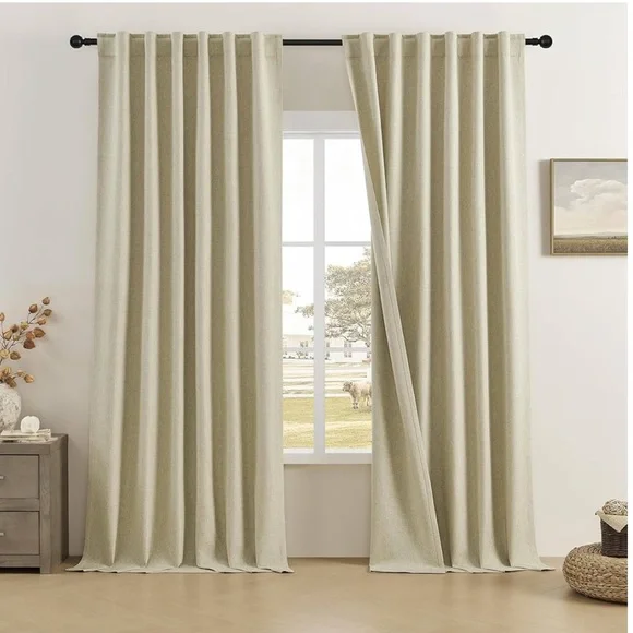 DUALIFE Oatmeal Chartreuse Blackout Drapes