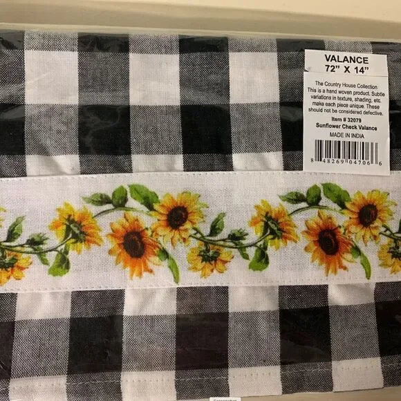 NEW! Farmhouse Sunflower Patch Cotton Window Valance Country Primitive Summer