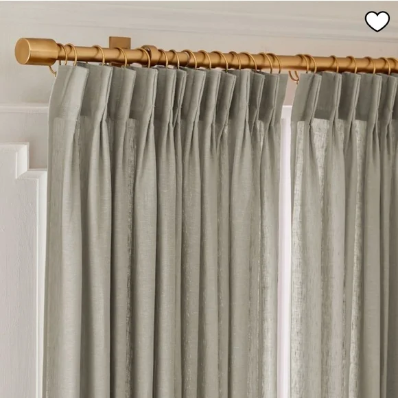 West Elm Pleated European Flax Linen Curtain,Color Warm Gray Melange, $219