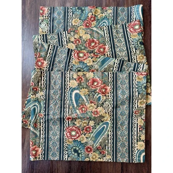 Vtg 4 Croscill REMI Window Valances Spruce Paisley Floral Cotton 84x18
