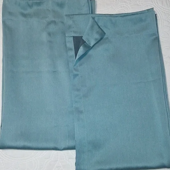 2 Window Drapery Panels Floor Length Teal Window Covering Curtains Set