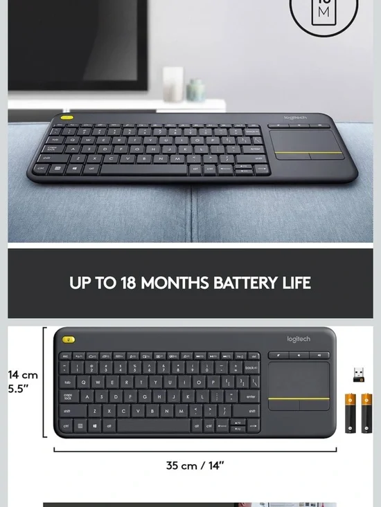Logitech K400 Plus Wireless Touch TV Keyboard