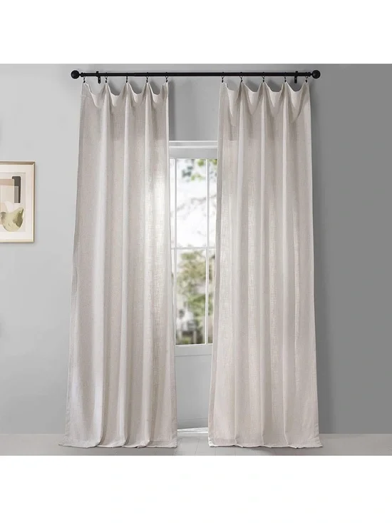 Belgian Heavy Faux Linen Light Filtering Curtains for Bedroom 50x108 1 Panel