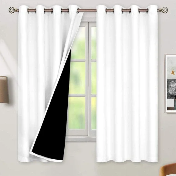 Blackout Curtains‎ White Thermal Insulated Room Darkening Window Curtain Panels