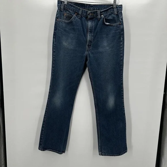 Vintage 70s Levis 517 Denim Jeans 38X32 Orange Tab Boot‎ Cut Distressed