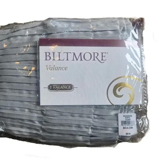 Pleated Gray Polyester Valance by Biltmore Wedgewood Pattern 82