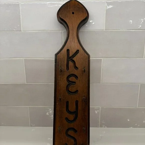 Vintage Wooden‎ Key Holder with Hooks Paddle Style for Wall