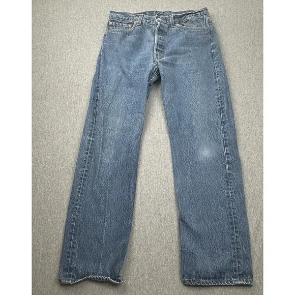 LEVIS 501 xx Made in USA Button Fly Denim Blue Jeans 34x30 90s Y2K Vtg Cotton