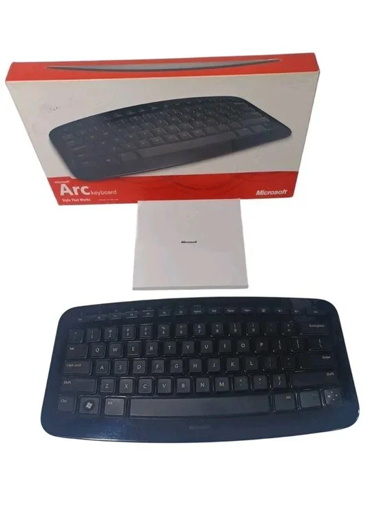 Microsoft Arc Wireless Keyboard 1392 Black w/ USB Dongle - No Batteries - Tested