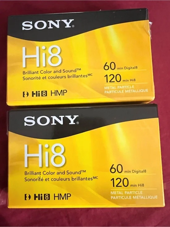 Sony Hi8 Video Cassettes - Yellow and Black Packaging (Set of 2)
