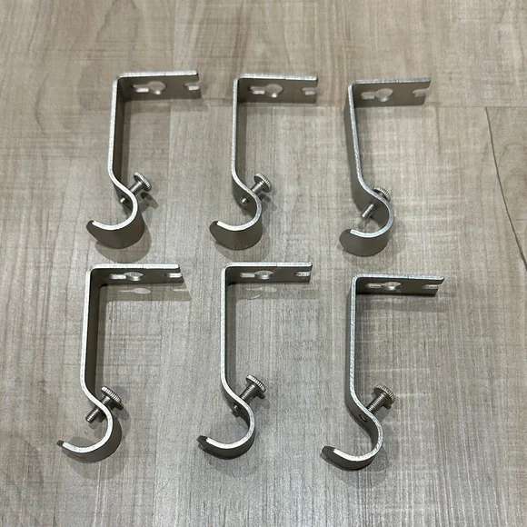 Silver Curtain Brackets Set of 6