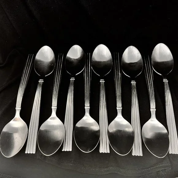 Cambridge Flatware Stainless Ribbed Ridges‎ Soup Spoon Set of 10