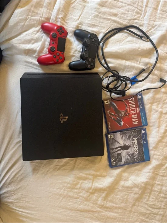 Sony PlayStation 4 Slim Bundle with Red and Black Controllers
