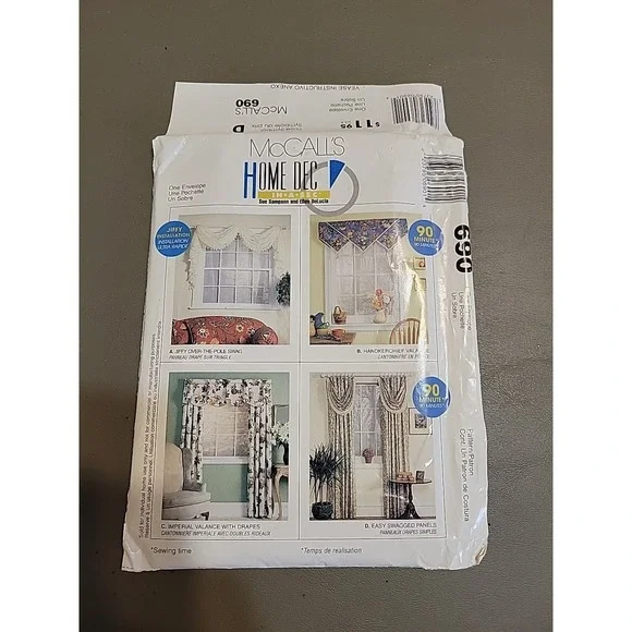 McCall's 690 HOME DECOR Uncut Drapes curtains Toppers Valances