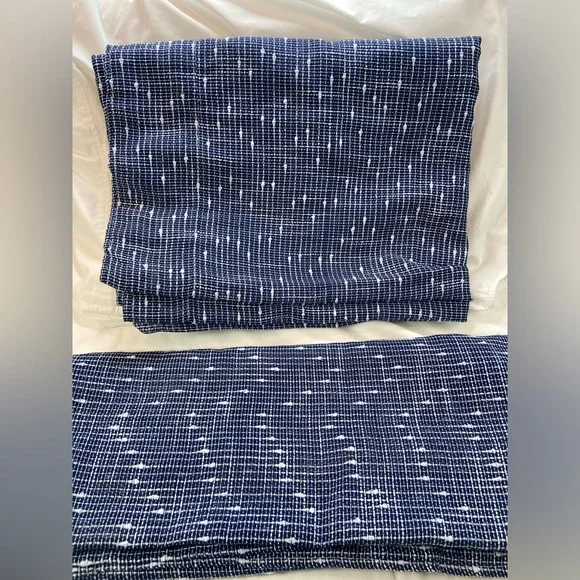 Curtain Panel Pair Blue &‎ White each 53” x 69”