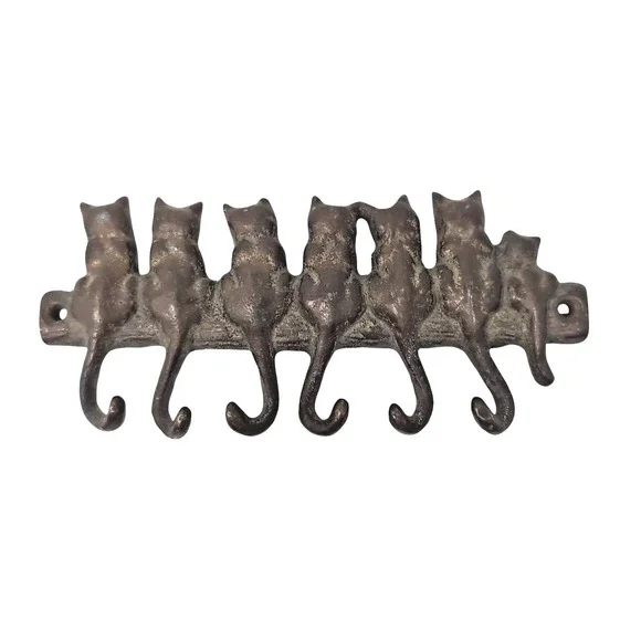 Metal Cat Kitten Tail Hook Jewelry Key Wall Hanger Bronze Finish with screws NEW