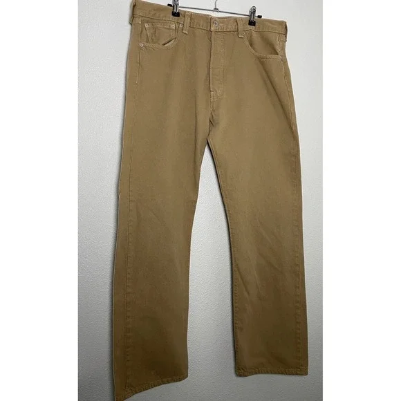 Levis 501 XX Jeans‎ Y2K 38x32 Tan Denim 100% Cotton Button Fly Straight Leg
