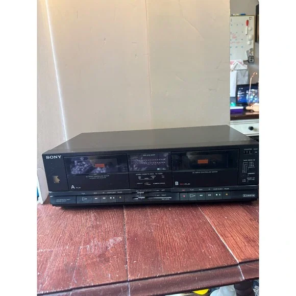 Sony TC-W255 Stereo Double Cassette Deck Black Vintage Dual Tape Player Untested