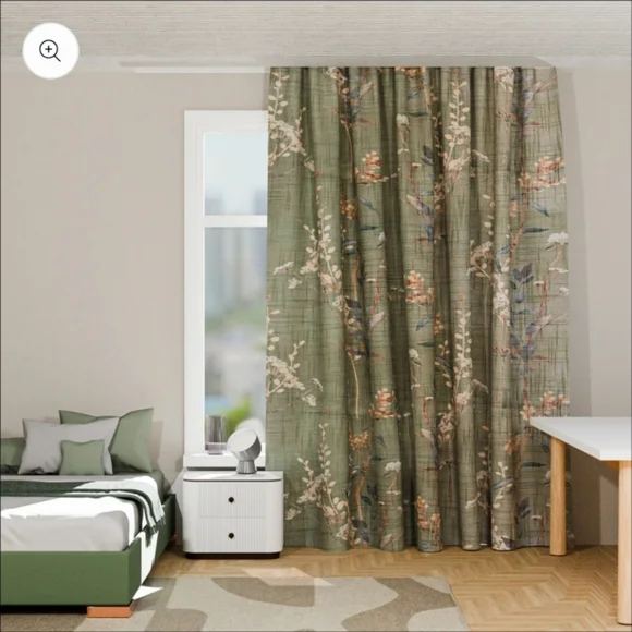 Floral Green Curtains set of 2