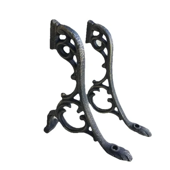 2 Heavy Cast Iron Shelf Brackets Vintage Metal Shelf Brackets Architectural VTG