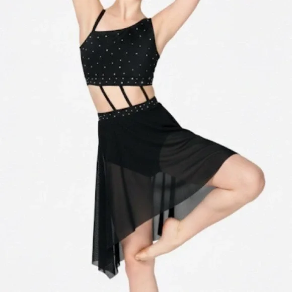 CM Double Platinum Girls Harmony Asymmetrical Dress Black dance dancewear