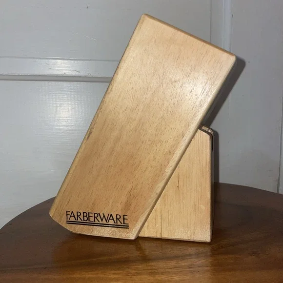 Solid Wood Farberware Knife Storage 5-Slot Wooden Kitchen Scissors Cutlery Block
