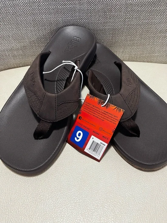 Flojos Brown Men's Cushioned Flip Flops Size 9