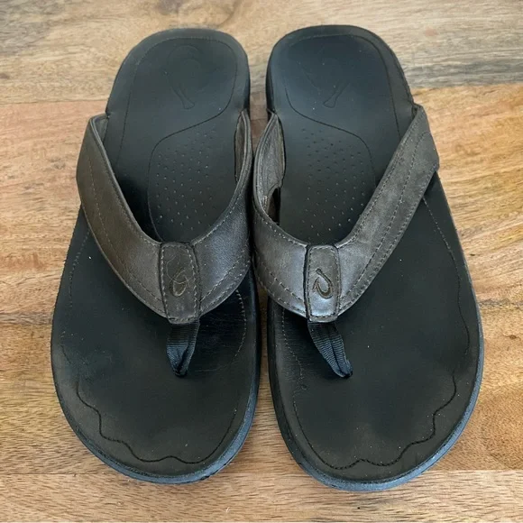 Olukai Mens Kumu Leather Sandals Flip Flop Flats shoes Size 12