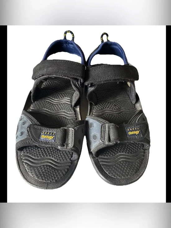 Cross Trekkers-Men’s Sandals Black Synthetic Sport Velcro Slingback Hiking Sz 11
