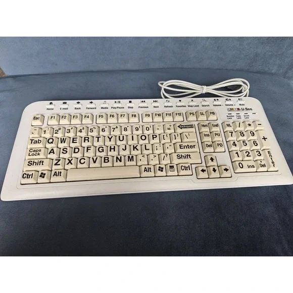 KEYS-U-See Ivory Keyboard Large Print Keys (YKB-LP-IUSBPS2) USB Connection