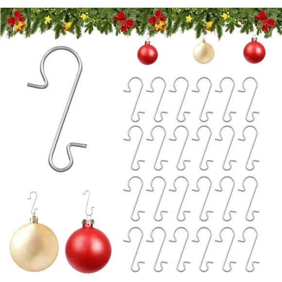 120PCS Stainless Steel S-Shaped Ornament Hooks for Elegant Christmas Decor