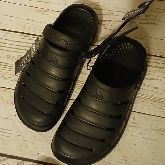 Rugged Shark Men's Black Slide EVA Floatable Clogs Size 8