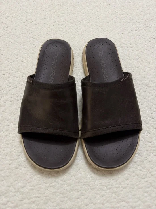 Cole Haan Brown Leather Slip On Sandals Men’s Size 11