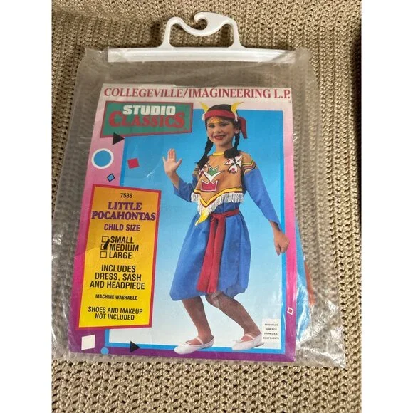 Little Pocahontas Child Costume Size M Includes Dress Sash & Headpiece
