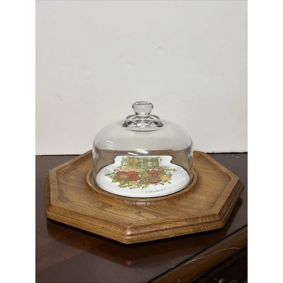 Charcuterie Cheese‎ Board with Cloche MCM Spice of Life Design VTG Goodwood