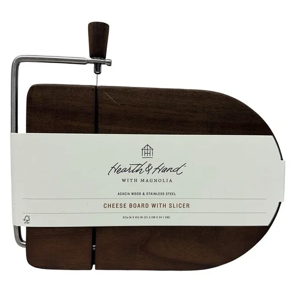 Hearth & Hand with Magnolia Cheese Board with Slicer Acacia Wood Stainless Steel